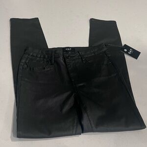 OAT NY Mid-Rise‎ Skinny Black Coated Faux Leather Jeans Pants Womens 27 NWT